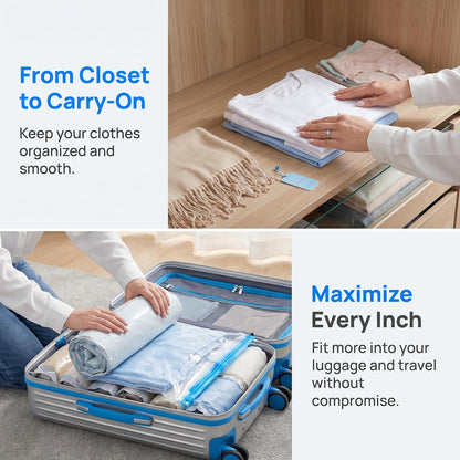 2pcs Hand-Roll Travel Compression Bags-No Pump or Vacuum Needed, Transparent Storage Bags Closure, Upgraded Frosted Texture, Ideal for Towels, Socks,Cosmetics,Underwear,Suitable for Carry-On Luggage