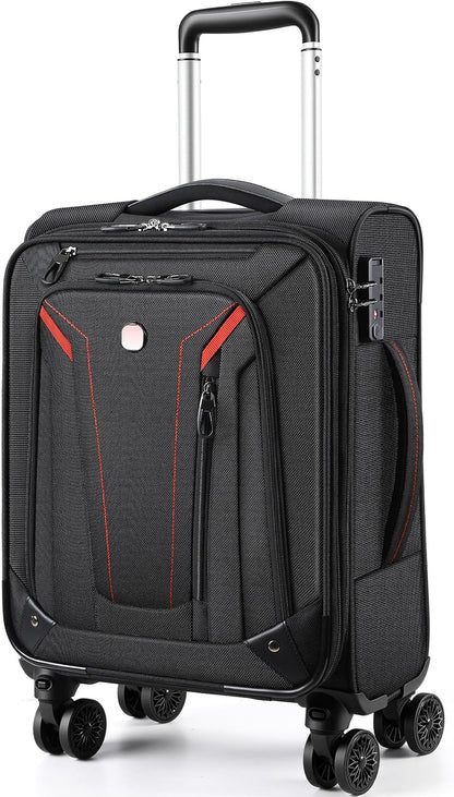 Carry On Luggage 22x14x9 Airline Approved, 22 Inch Rigid Frame Suitcases with Detachable Spinner Wheels, Softside Carry On Suitcase with USB & Type-C Ports,TSA Lock,Large Travel Luggage