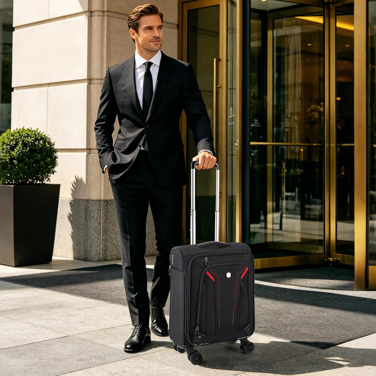 Carry On Luggage 22x14x9 Airline Approved, 22 Inch Rigid Frame Suitcases with Detachable Spinner Wheels, Softside Carry On Suitcase with USB & Type-C Ports,TSA Lock,Large Travel Luggage