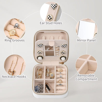 Velvet Travel Jewelry Box, Mini Travel Jewelry Case, Small Portable Travel Jewelry Organizer for Women Girls (Green)
