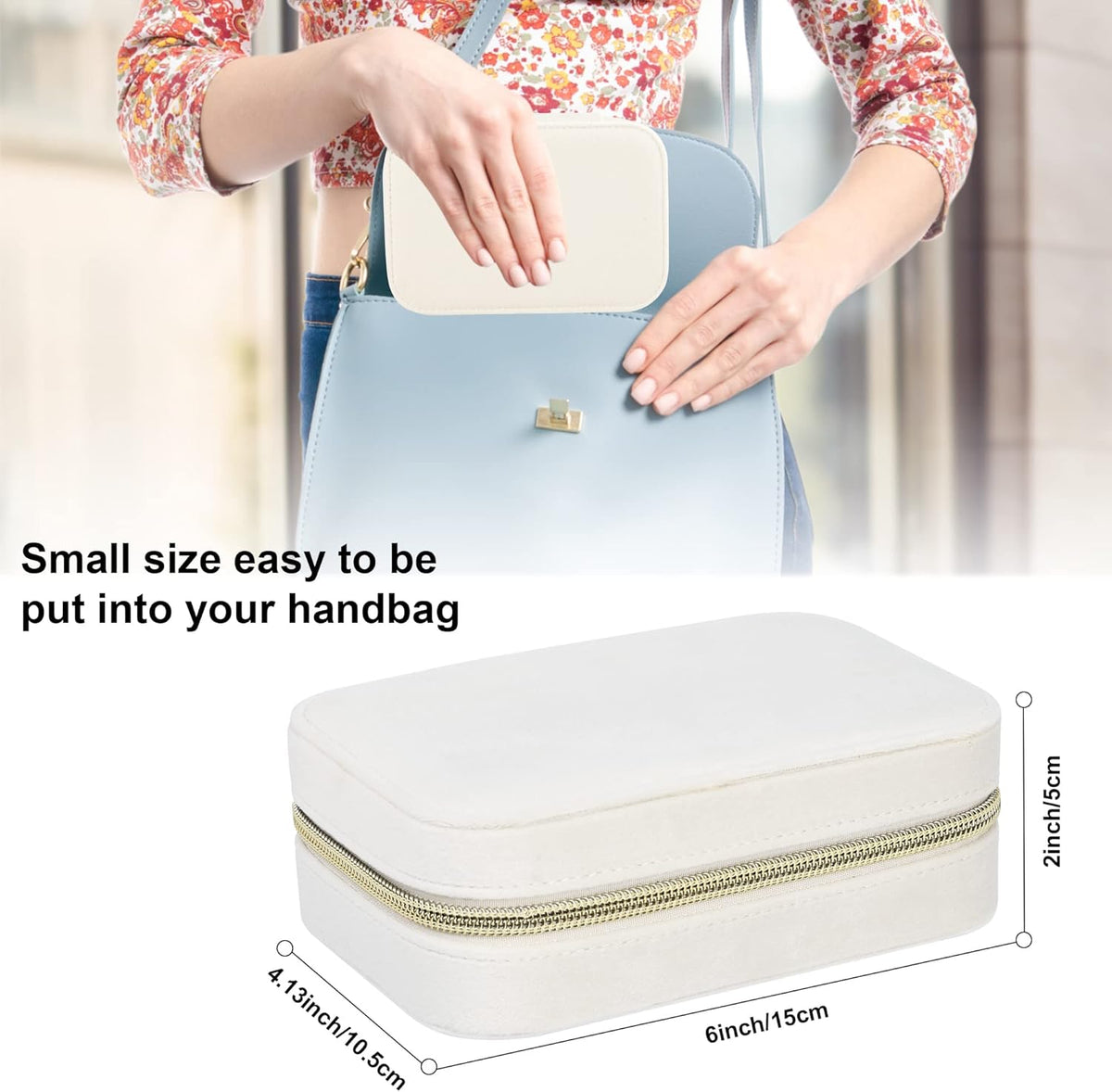 Velvet Travel Jewelry Box, Mini Travel Jewelry Case, Small Portable Travel Jewelry Organizer for Women Girls (Green)