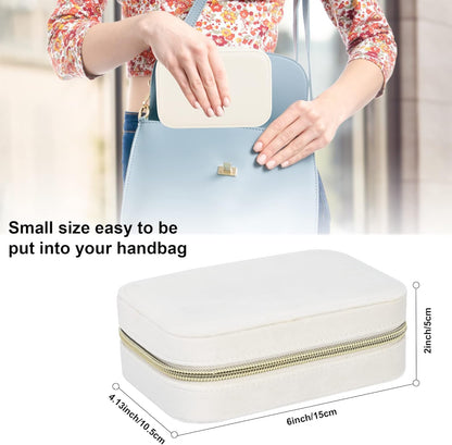 Velvet Travel Jewelry Box, Mini Travel Jewelry Case, Small Portable Travel Jewelry Organizer for Women Girls (Green)