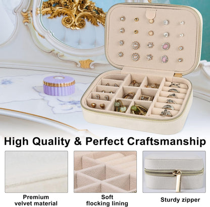 Velvet Travel Jewelry Box, Mini Travel Jewelry Case, Small Portable Travel Jewelry Organizer for Women Girls (Green)