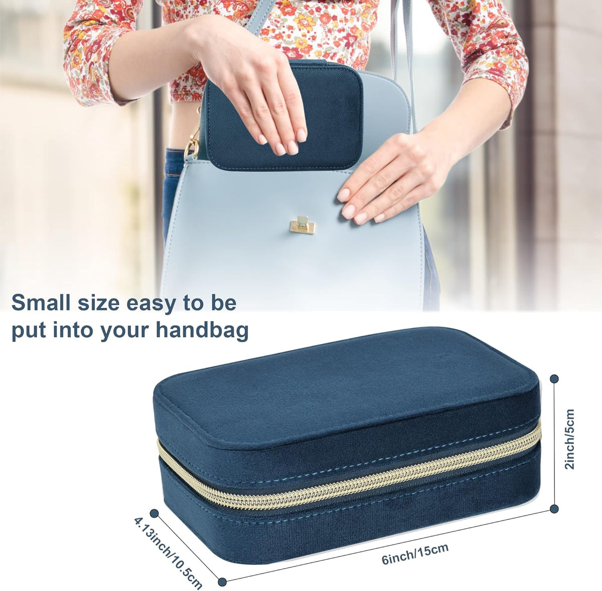 Velvet Travel Jewelry Box, Mini Travel Jewelry Case, Small Portable Travel Jewelry Organizer for Women Girls (Green)