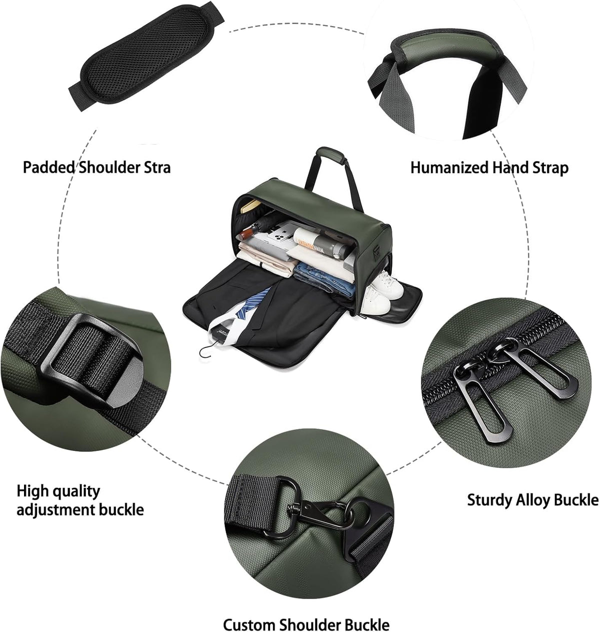 Garment Bags for Travel,45L Carry on Convertible Garment Duffle bag for Men Women - 3 in 1 Hanging Suit Travel Bag with Shoulder Strap