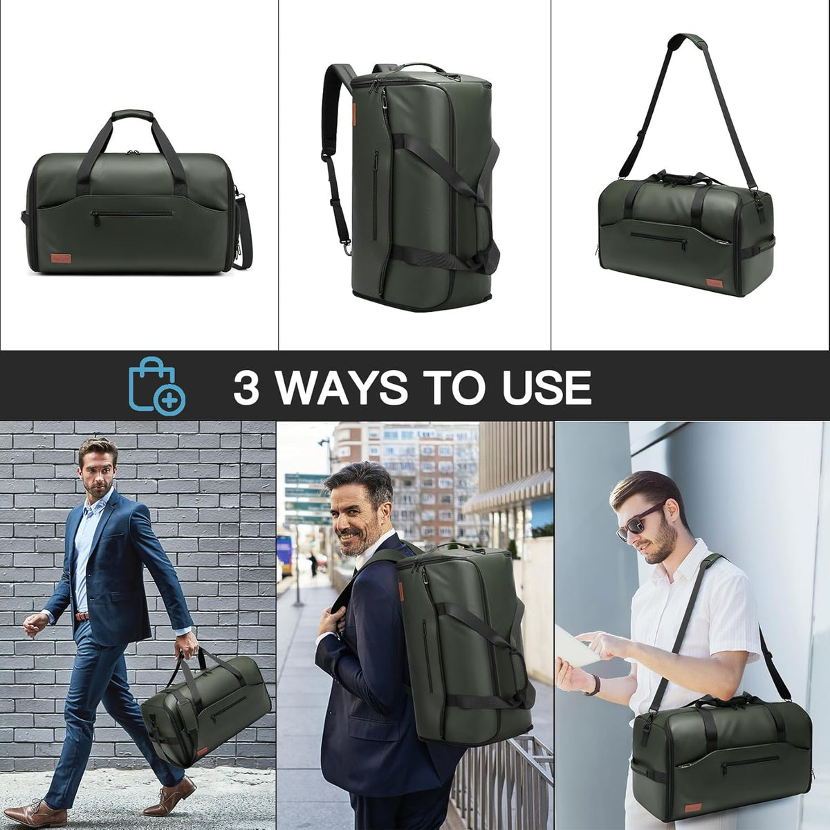 Garment Bags for Travel,45L Carry on Convertible Garment Duffle bag for Men Women - 3 in 1 Hanging Suit Travel Bag with Shoulder Strap