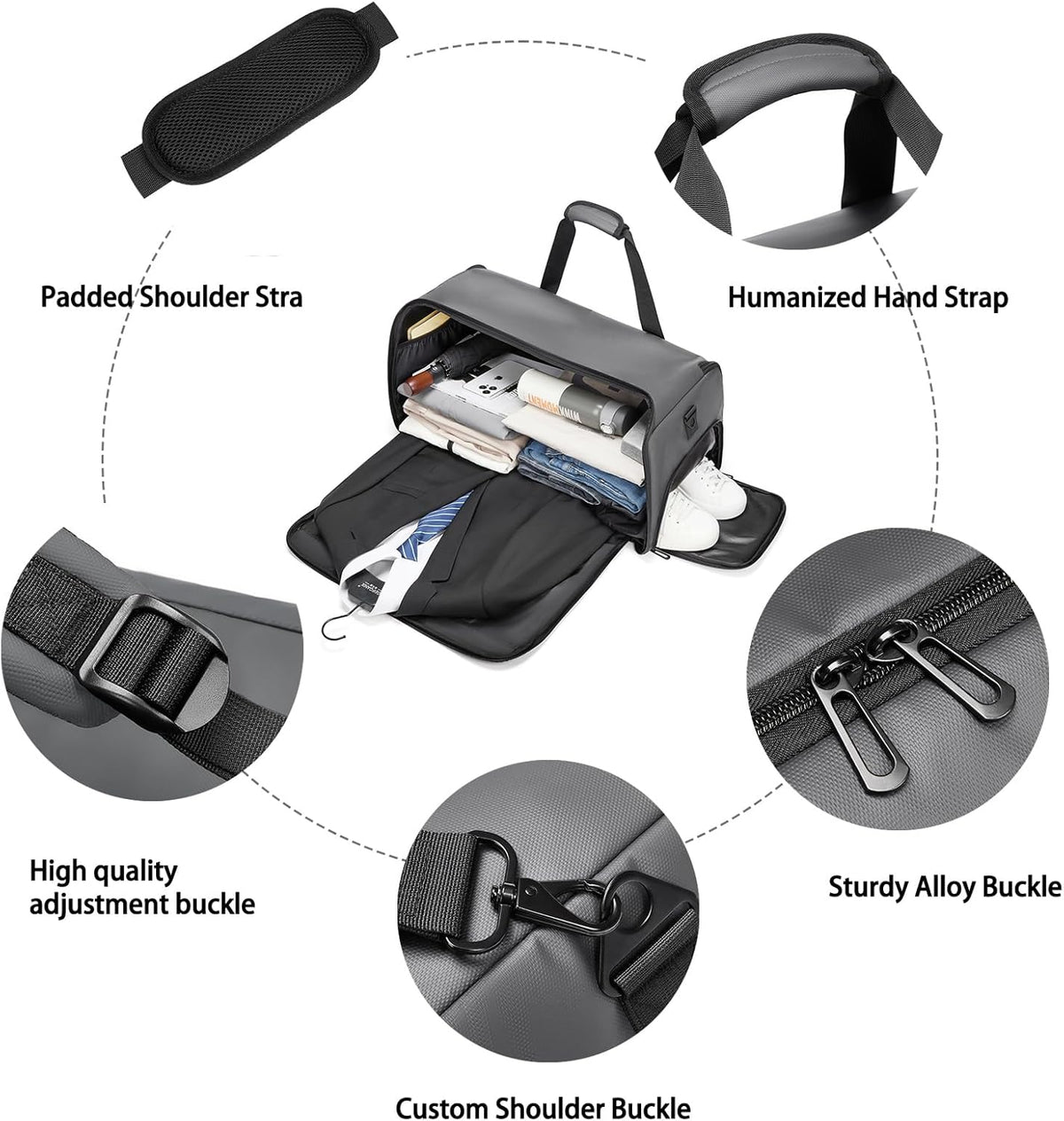 Garment Bags for Travel,45L Carry on Convertible Garment Duffle bag for Men Women - 3 in 1 Hanging Suit Travel Bag with Shoulder Strap