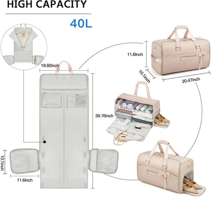 Garment Bags for Travel,45L Carry on Convertible Garment Duffle bag for Men Women - 3 in 1 Hanging Suit Travel Bag with Shoulder Strap