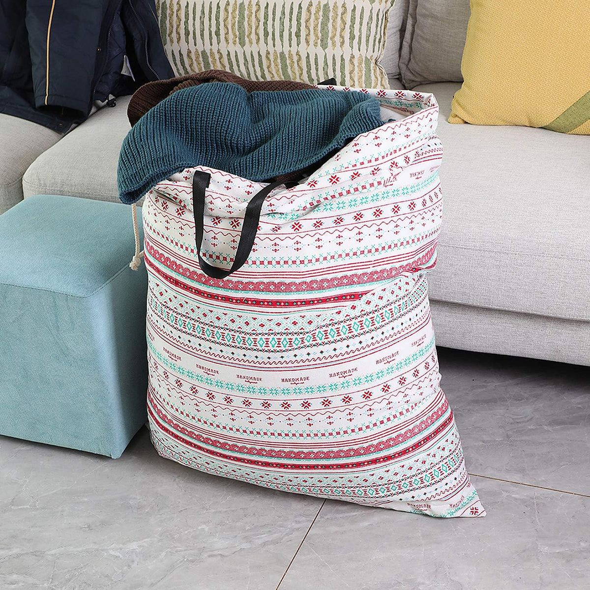 Laundry Bag with Handle and Drawstring, Large Heavy Duty Laundry Bag, 28 x 40 Inches Travel Dirty Clothes Bag for Laundromat and Household