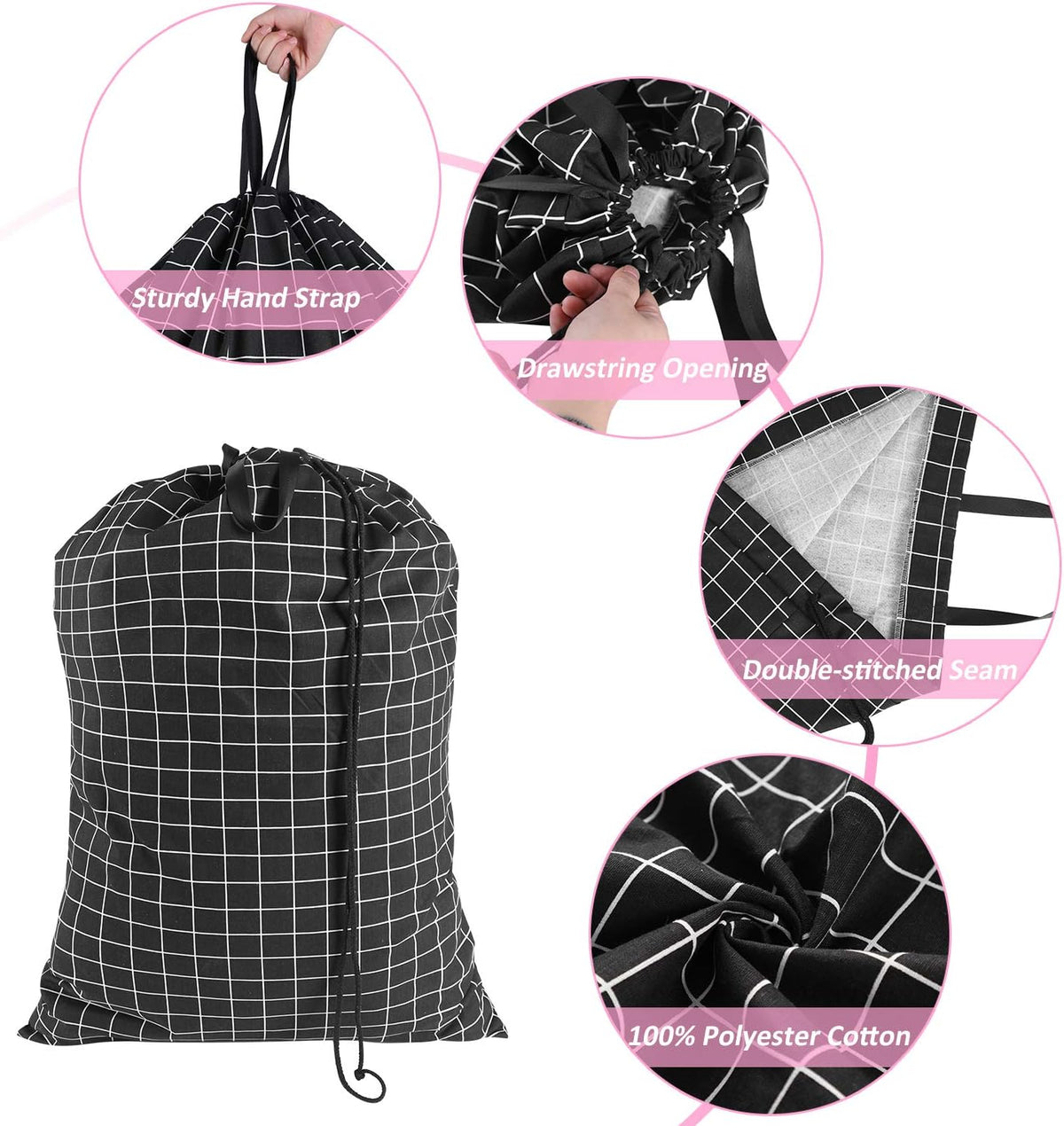 Laundry Bag with Handle and Drawstring, Large Heavy Duty Laundry Bag, 28 x 40 Inches Travel Dirty Clothes Bag for Laundromat and Household