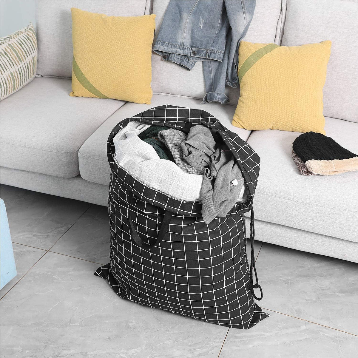Laundry Bag with Handle and Drawstring, Large Heavy Duty Laundry Bag, 28 x 40 Inches Travel Dirty Clothes Bag for Laundromat and Household