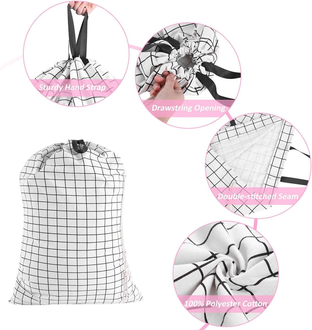 Laundry Bag with Handle and Drawstring, Large Heavy Duty Laundry Bag, 28 x 40 Inches Travel Dirty Clothes Bag for Laundromat and Household