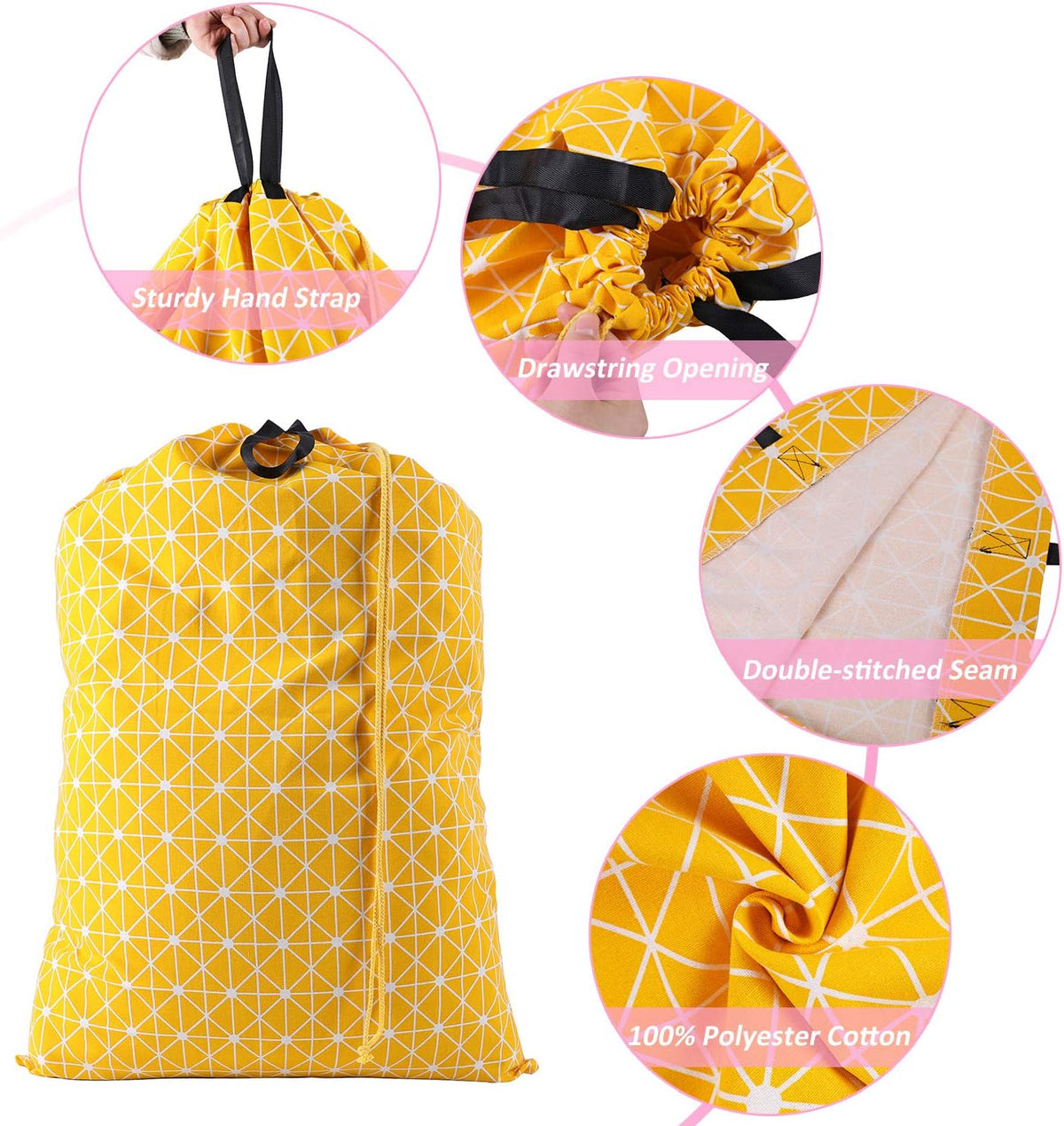 Laundry Bag with Handle and Drawstring, Large Heavy Duty Laundry Bag, 28 x 40 Inches Travel Dirty Clothes Bag for Laundromat and Household