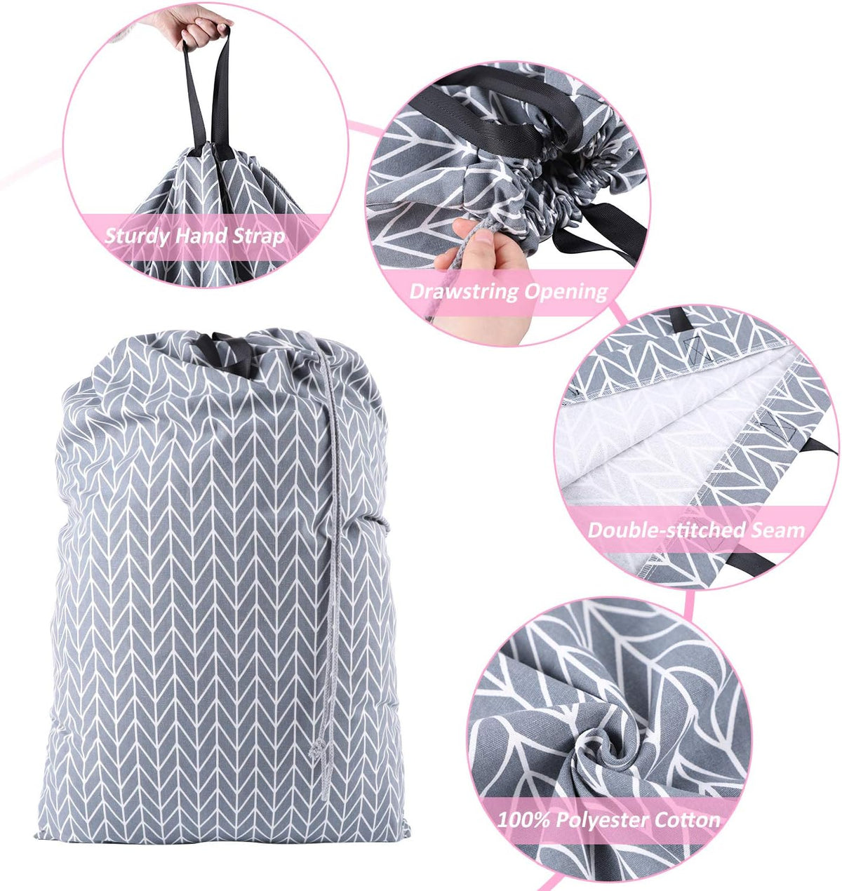 Laundry Bag with Handle and Drawstring, Large Heavy Duty Laundry Bag, 28 x 40 Inches Travel Dirty Clothes Bag for Laundromat and Household