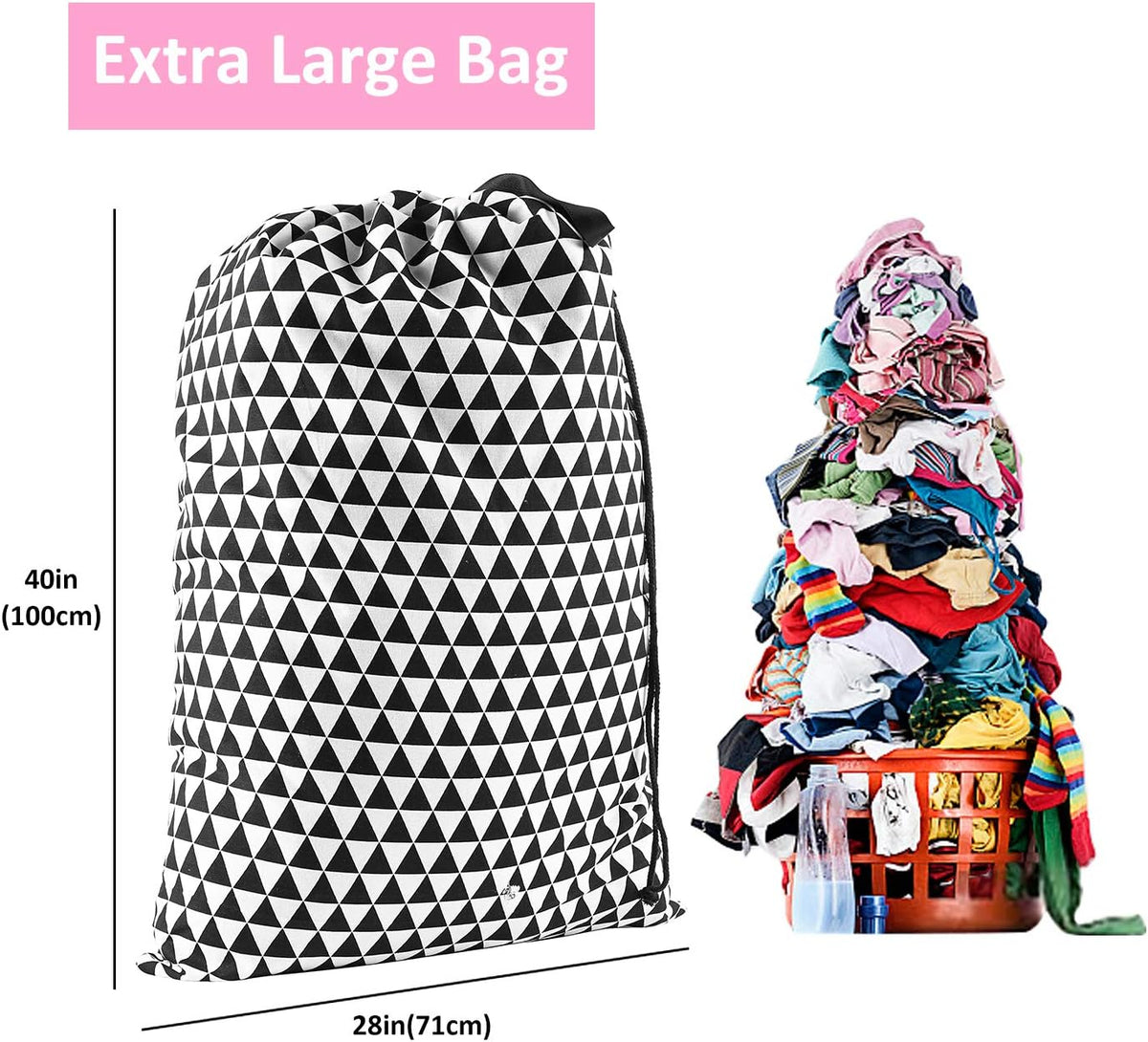 Laundry Bag with Handle and Drawstring, Large Heavy Duty Laundry Bag, 28 x 40 Inches Travel Dirty Clothes Bag for Laundromat and Household