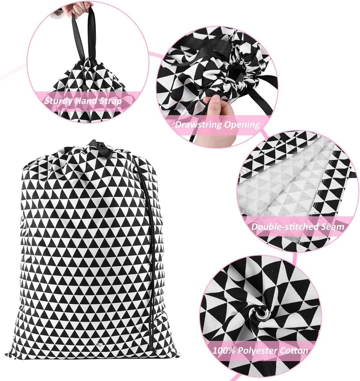 Laundry Bag with Handle and Drawstring, Large Heavy Duty Laundry Bag, 28 x 40 Inches Travel Dirty Clothes Bag for Laundromat and Household