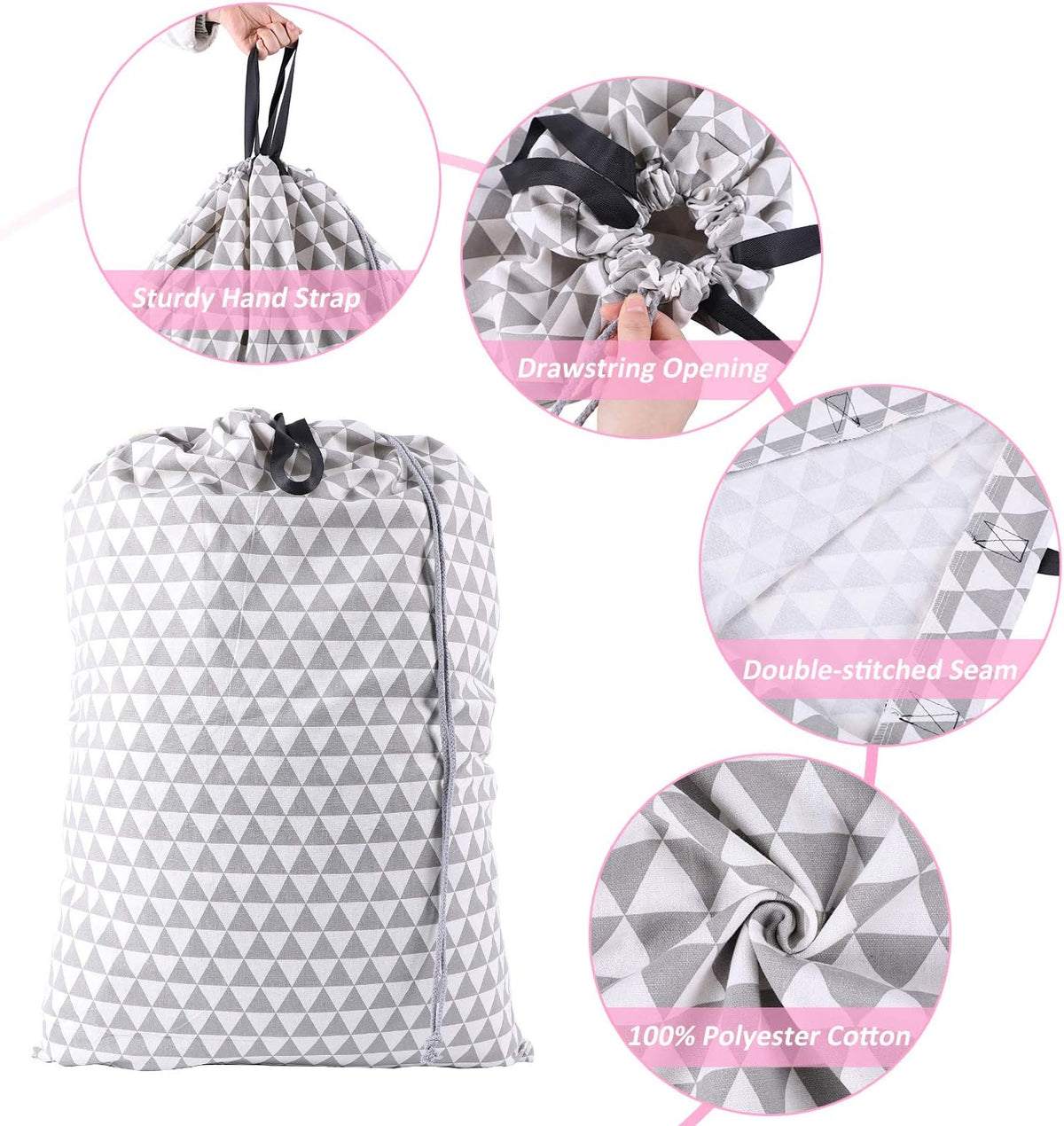 Laundry Bag with Handle and Drawstring, Large Heavy Duty Laundry Bag, 28 x 40 Inches Travel Dirty Clothes Bag for Laundromat and Household