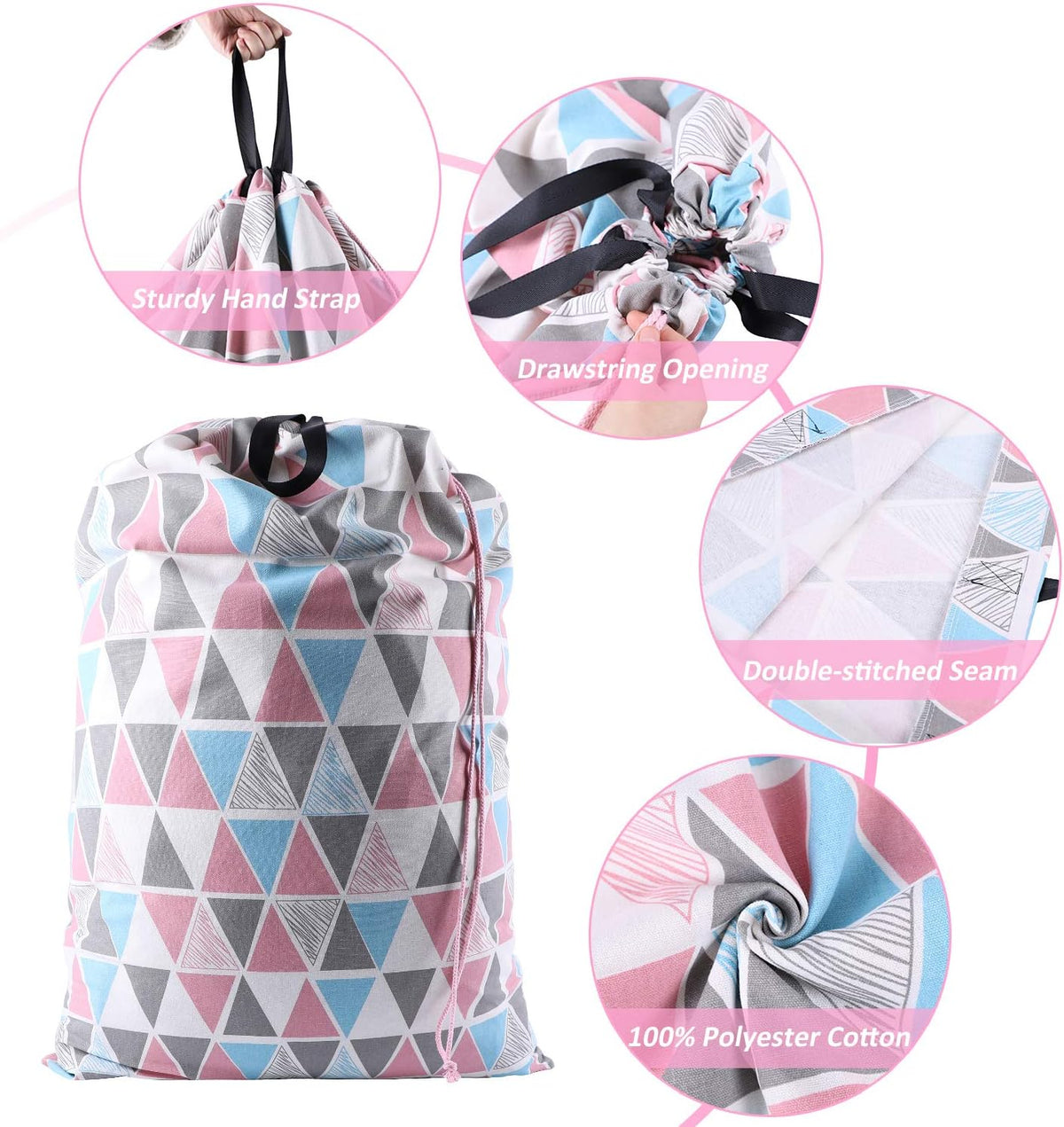 Laundry Bag with Handle and Drawstring, Large Heavy Duty Laundry Bag, 28 x 40 Inches Travel Dirty Clothes Bag for Laundromat and Household