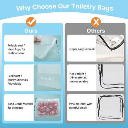 TSA Approved Toiletry Bags - Quart Size Clear Leakproof Travel Zipper Bag For Liquids Toiletries Traveling Trips Vacations Packing Storage For Women & Men