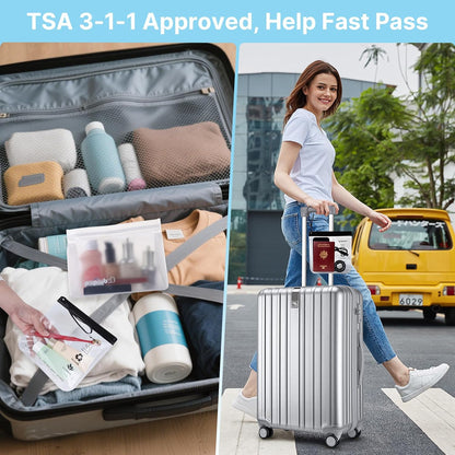 TSA Approved Toiletry Bags - Quart Size Clear Leakproof Travel Zipper Bag For Liquids Toiletries Traveling Trips Vacations Packing Storage For Women & Men