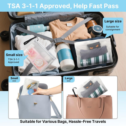 TSA Approved Toiletry Bags - Quart Size Clear Leakproof Travel Zipper Bag For Liquids Toiletries Traveling Trips Vacations Packing Storage For Women & Men