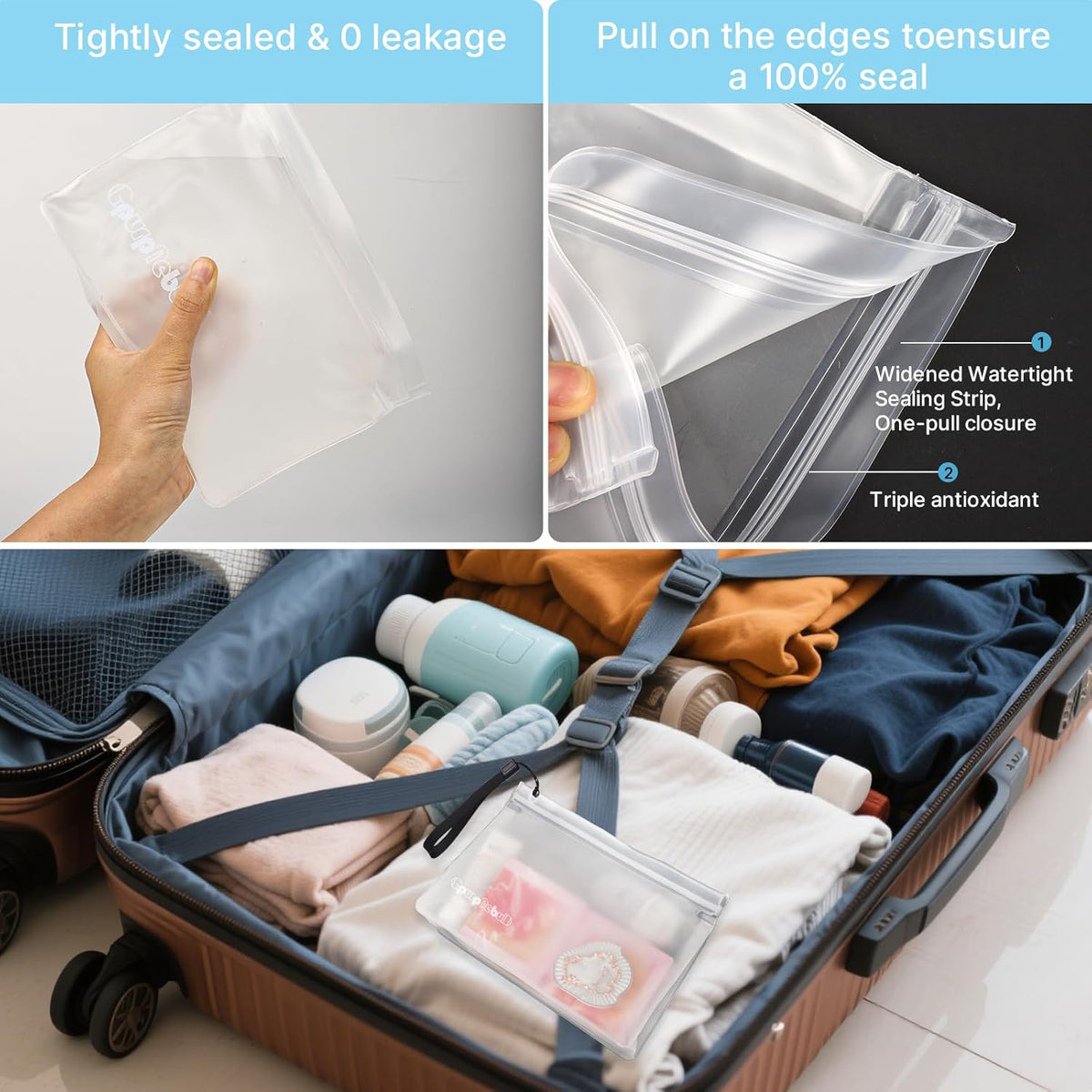 TSA Approved Toiletry Bags - Quart Size Clear Leakproof Travel Zipper Bag For Liquids Toiletries Traveling Trips Vacations Packing Storage For Women & Men