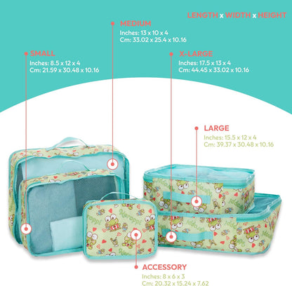's Hello Kitty Packing Cubes - 5 Piece Packing Cube Bags - Travel Essentials - Suitcase Luggage Organizer Set - Hello Kitty and Friends, My Melody, Kerromi, Kerropi, Badtz-Maru (Hello Kitty)