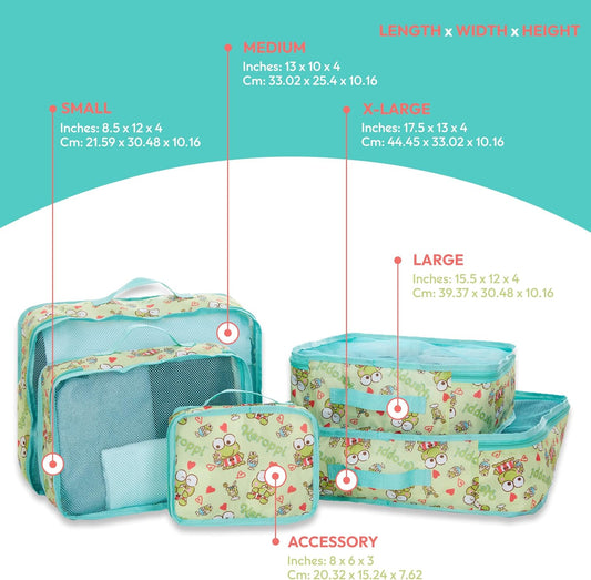 's Hello Kitty Packing Cubes - 5 Piece Packing Cube Bags - Travel Essentials - Suitcase Luggage Organizer Set - Hello Kitty and Friends, My Melody, Kerromi, Kerropi, Badtz-Maru (Hello Kitty)
