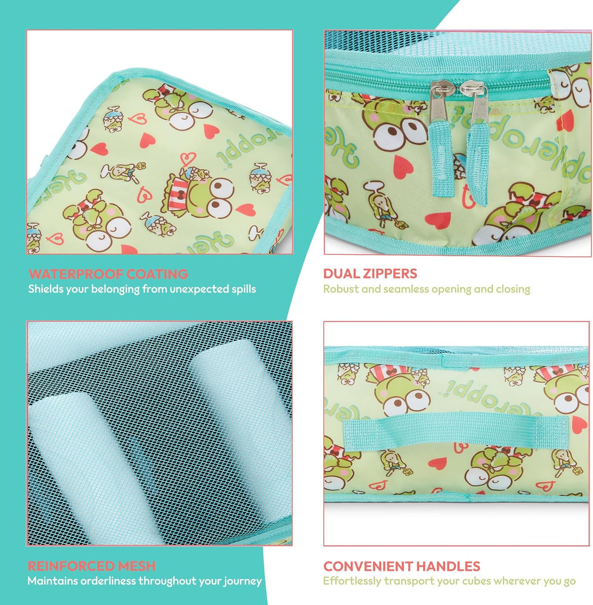's Hello Kitty Packing Cubes - 5 Piece Packing Cube Bags - Travel Essentials - Suitcase Luggage Organizer Set - Hello Kitty and Friends, My Melody, Kerromi, Kerropi, Badtz-Maru (Hello Kitty)