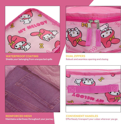 's Hello Kitty Packing Cubes - 5 Piece Packing Cube Bags - Travel Essentials - Suitcase Luggage Organizer Set - Hello Kitty and Friends, My Melody, Kerromi, Kerropi, Badtz-Maru (Hello Kitty)