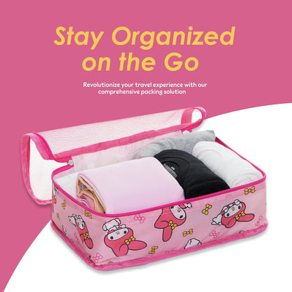 's Hello Kitty Packing Cubes - 5 Piece Packing Cube Bags - Travel Essentials - Suitcase Luggage Organizer Set - Hello Kitty and Friends, My Melody, Kerromi, Kerropi, Badtz-Maru (Hello Kitty)