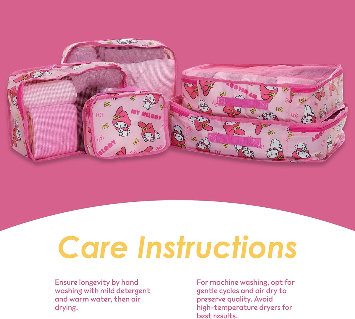 's Hello Kitty Packing Cubes - 5 Piece Packing Cube Bags - Travel Essentials - Suitcase Luggage Organizer Set - Hello Kitty and Friends, My Melody, Kerromi, Kerropi, Badtz-Maru (Hello Kitty)