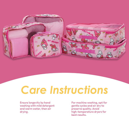 's Hello Kitty Packing Cubes - 5 Piece Packing Cube Bags - Travel Essentials - Suitcase Luggage Organizer Set - Hello Kitty and Friends, My Melody, Kerromi, Kerropi, Badtz-Maru (Hello Kitty)