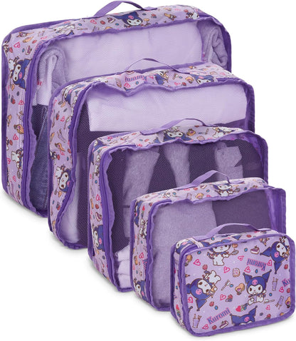 's Hello Kitty Packing Cubes - 5 Piece Packing Cube Bags - Travel Essentials - Suitcase Luggage Organizer Set - Hello Kitty and Friends, My Melody, Kerromi, Kerropi, Badtz-Maru (Hello Kitty)