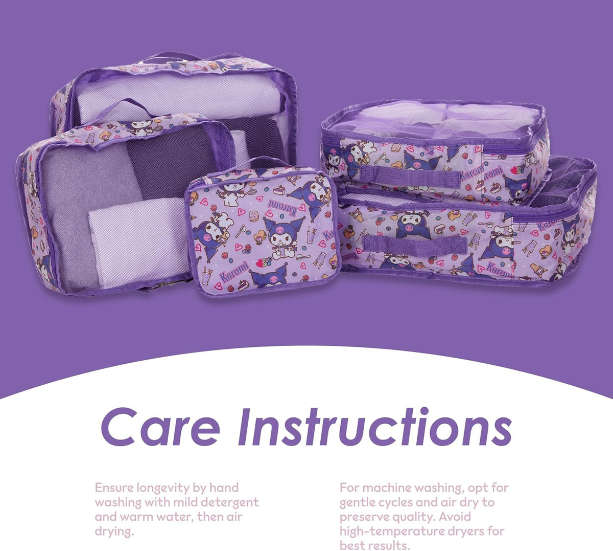 's Hello Kitty Packing Cubes - 5 Piece Packing Cube Bags - Travel Essentials - Suitcase Luggage Organizer Set - Hello Kitty and Friends, My Melody, Kerromi, Kerropi, Badtz-Maru (Hello Kitty)