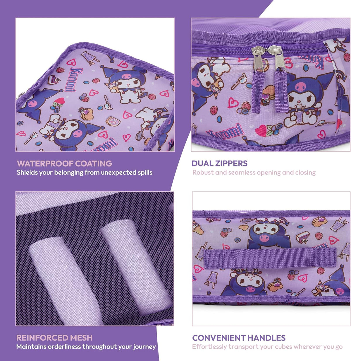 's Hello Kitty Packing Cubes - 5 Piece Packing Cube Bags - Travel Essentials - Suitcase Luggage Organizer Set - Hello Kitty and Friends, My Melody, Kerromi, Kerropi, Badtz-Maru (Hello Kitty)