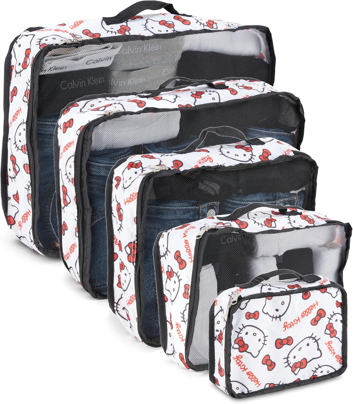 's Hello Kitty Packing Cubes - 5 Piece Packing Cube Bags - Travel Essentials - Suitcase Luggage Organizer Set - Hello Kitty and Friends, My Melody, Kerromi, Kerropi, Badtz-Maru (Hello Kitty)