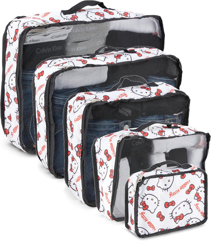 's Hello Kitty Packing Cubes - 5 Piece Packing Cube Bags - Travel Essentials - Suitcase Luggage Organizer Set - Hello Kitty and Friends, My Melody, Kerromi, Kerropi, Badtz-Maru (Hello Kitty)