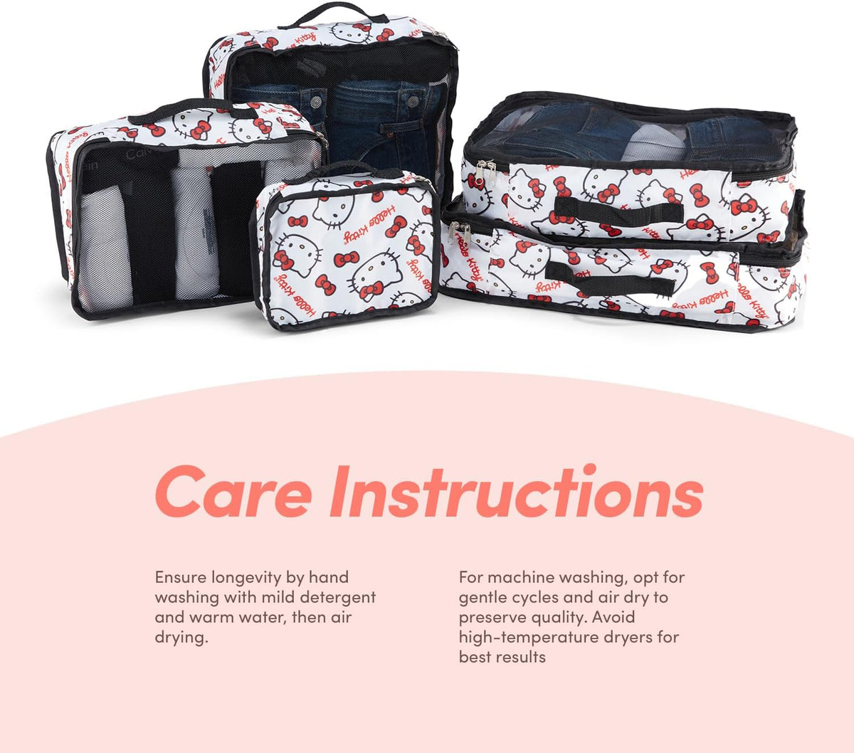 's Hello Kitty Packing Cubes - 5 Piece Packing Cube Bags - Travel Essentials - Suitcase Luggage Organizer Set - Hello Kitty and Friends, My Melody, Kerromi, Kerropi, Badtz-Maru (Hello Kitty)