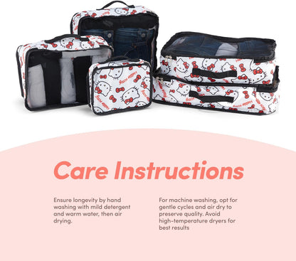 's Hello Kitty Packing Cubes - 5 Piece Packing Cube Bags - Travel Essentials - Suitcase Luggage Organizer Set - Hello Kitty and Friends, My Melody, Kerromi, Kerropi, Badtz-Maru (Hello Kitty)
