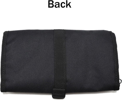 Hanging Toiletry Bag for Men Women, Travel Makeup with Mirror and Hook, EDC Military Tool Pouches Small Dopp Kit Mens Shaving Kit Travel shower Bags Black