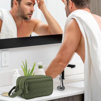 Hanging Toiletry Bag for Men Women, Travel Makeup with Mirror and Hook, EDC Military Tool Pouches Small Dopp Kit Mens Shaving Kit Travel shower Bags Black