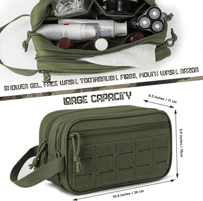 Hanging Toiletry Bag for Men Women, Travel Makeup with Mirror and Hook, EDC Military Tool Pouches Small Dopp Kit Mens Shaving Kit Travel shower Bags Black