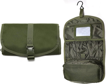 Hanging Toiletry Bag for Men Women, Travel Makeup with Mirror and Hook, EDC Military Tool Pouches Small Dopp Kit Mens Shaving Kit Travel shower Bags Black