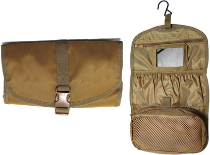 Hanging Toiletry Bag for Men Women, Travel Makeup with Mirror and Hook, EDC Military Tool Pouches Small Dopp Kit Mens Shaving Kit Travel shower Bags Black