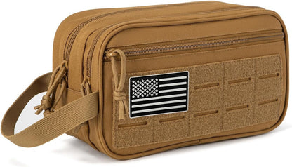 Hanging Toiletry Bag for Men Women, Travel Makeup with Mirror and Hook, EDC Military Tool Pouches Small Dopp Kit Mens Shaving Kit Travel shower Bags Black
