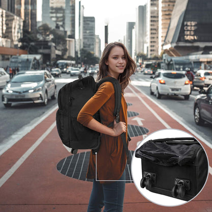Rolling Backpack with 4 Wheels, 17 inch Spinner Backpack for Men | Water Resisatnt Large Busines Travel Wheeled Bag, Airline Approved Roller Carry on Luggage Suitcase Bag, Black