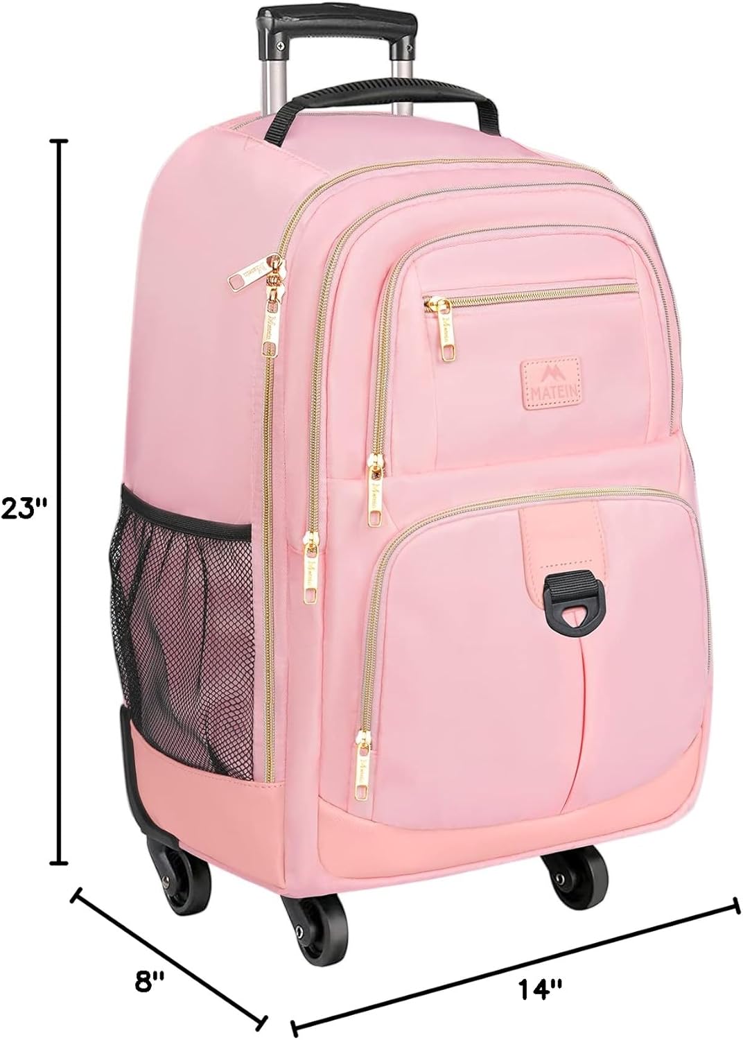 Rolling Backpack with 4 Wheels, 17 inch Spinner Backpack for Men | Water Resisatnt Large Busines Travel Wheeled Bag, Airline Approved Roller Carry on Luggage Suitcase Bag, Black