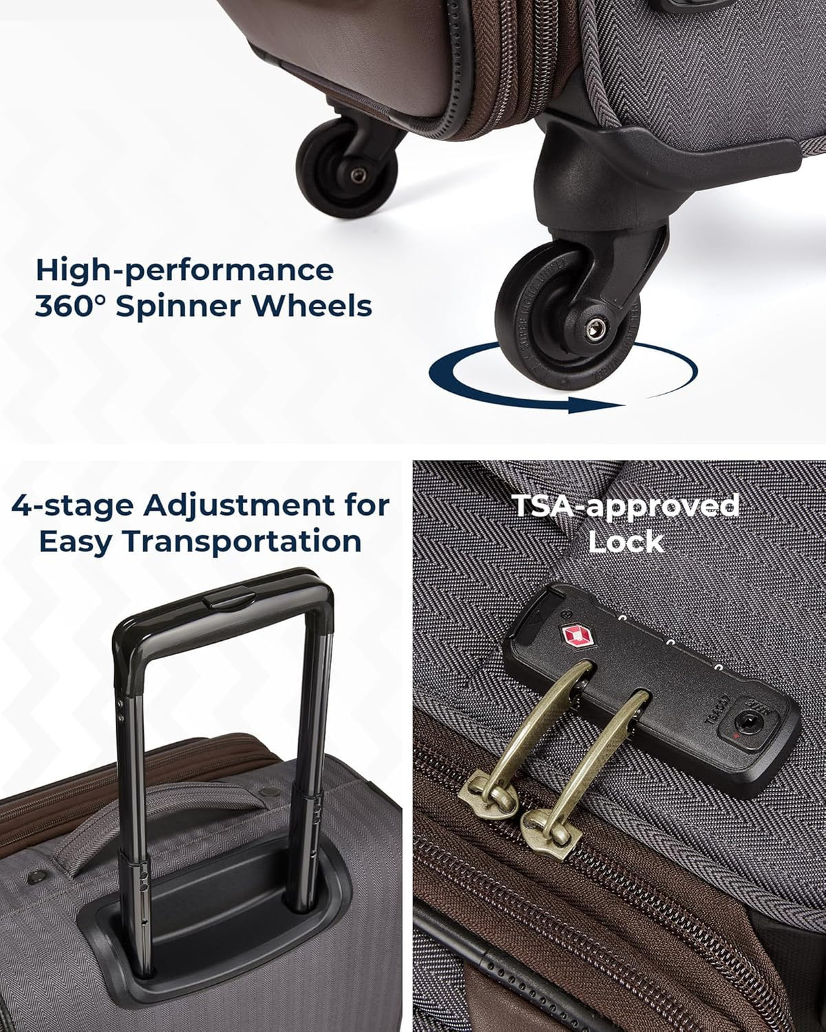 Carry-On Luggage Airline Approved, 20 inch Expandable Suitcase with Duffel bag, Softside Lightweight Suitcases with Spinner Wheels, light tan