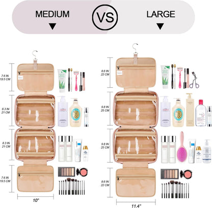 Travel Hanging Toiletry Bag for Women, Cruise Ship Essentials, with Jewelry Organizer, Extra Large Makeup Dopp Kit, Waterproof Cosmetic Bags, Toiletries Kit Set with Trolley Belt, Blue